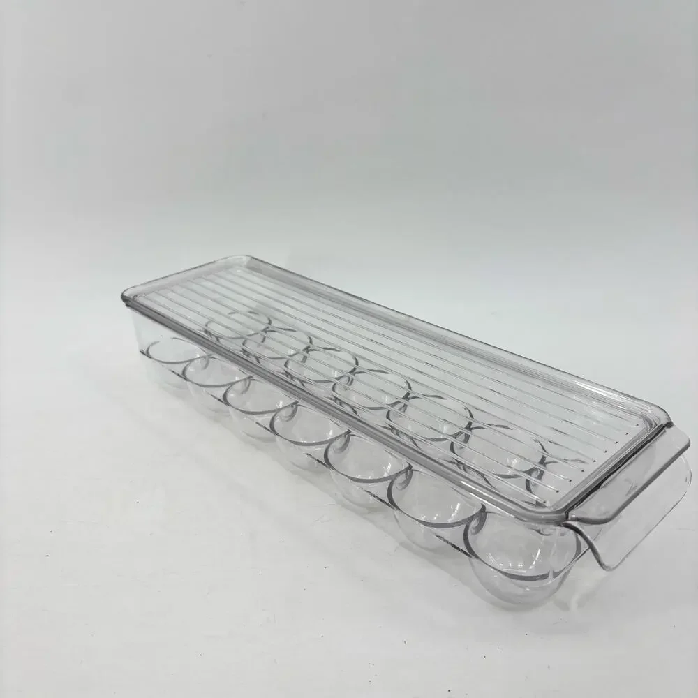 Egg Plastic Container Holder Refrigerator Holds 14 Clear Storage